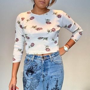 90s vintage top white cotton